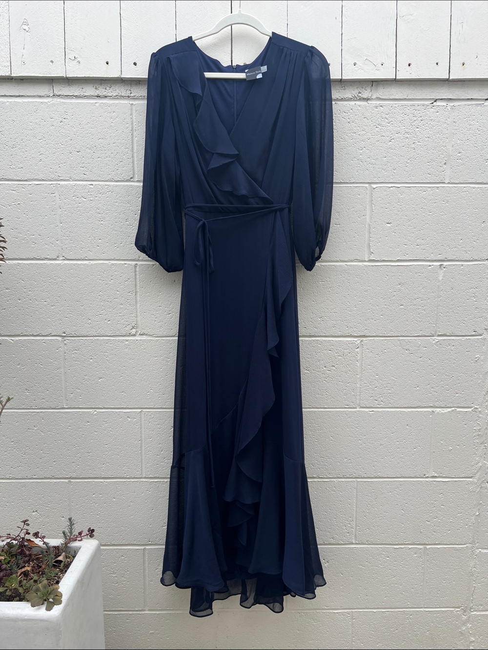 Women's Navy Ruffle Wrap Maxi Dress - Unbranded